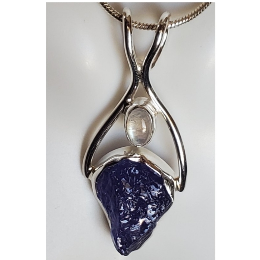 Genuine Tanzanite & Moonstone Pendant Necklace